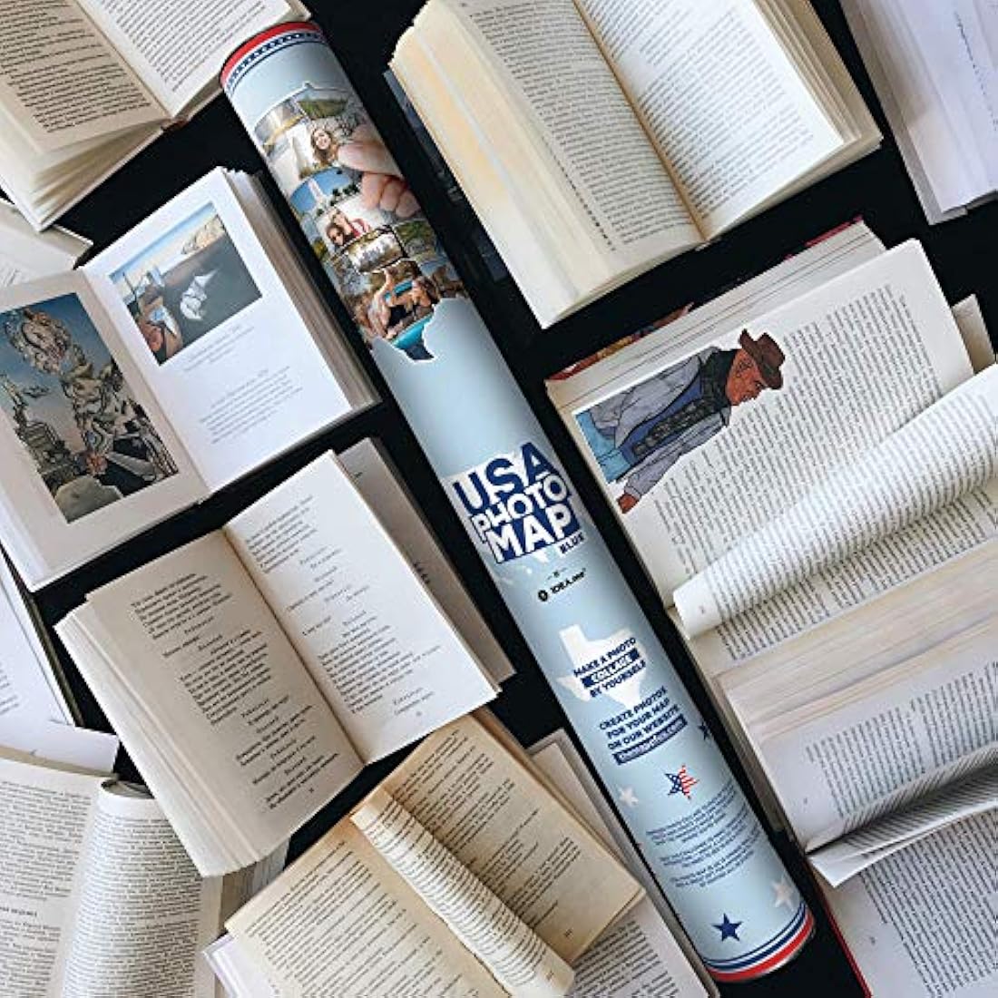 1DEA.me USA - Cuadro de Mapa de fotos de 50 estados de USA