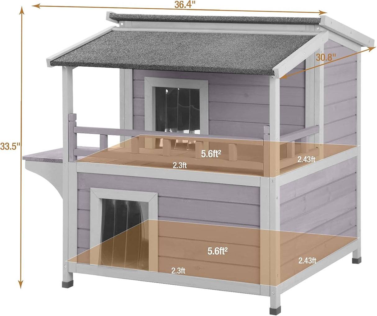 Casa de Gato Exterior GUTINNEEN, Dos Pisos, Resistente al Agua