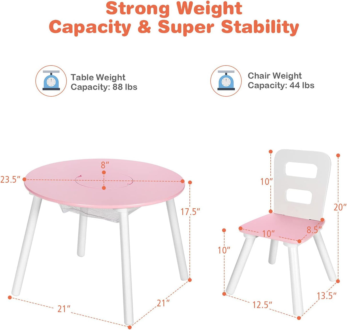 Mesa de actividades de madera con almacenamiento para niños