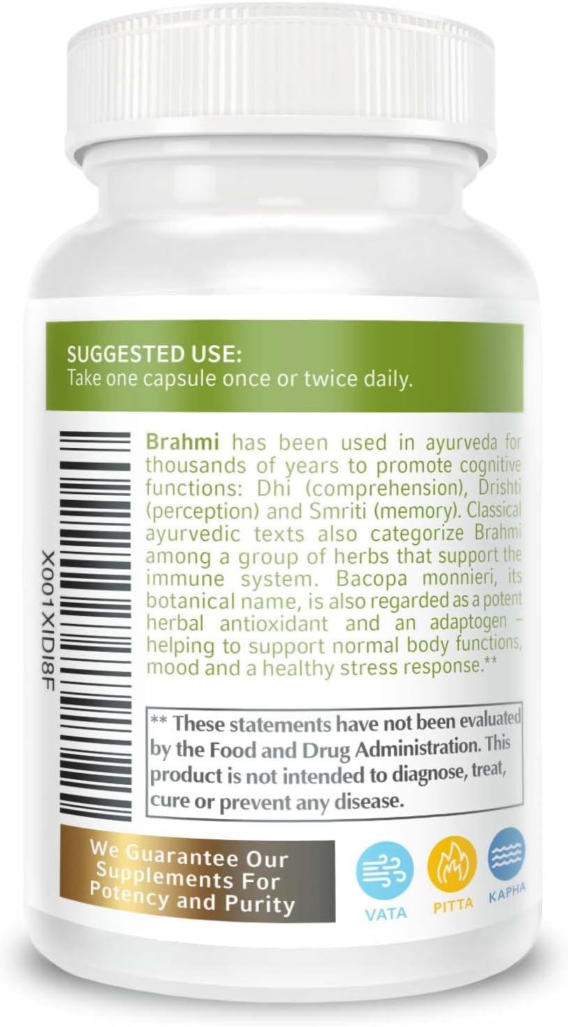Suplemento Cápsulas de Bacopa Monnieri/Brahmi 300 mg