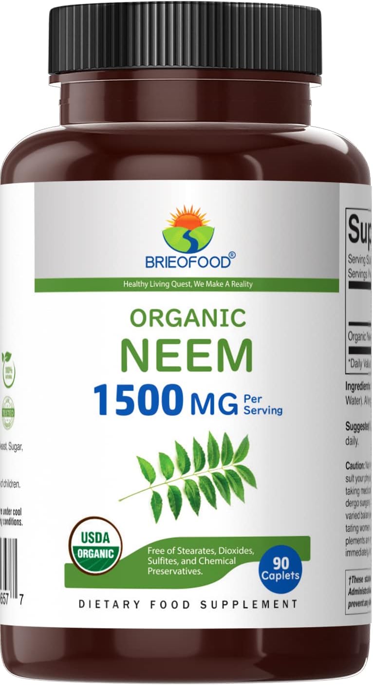 Suplemento Neem orgánico 1500 mg 45 porciones vegetariano