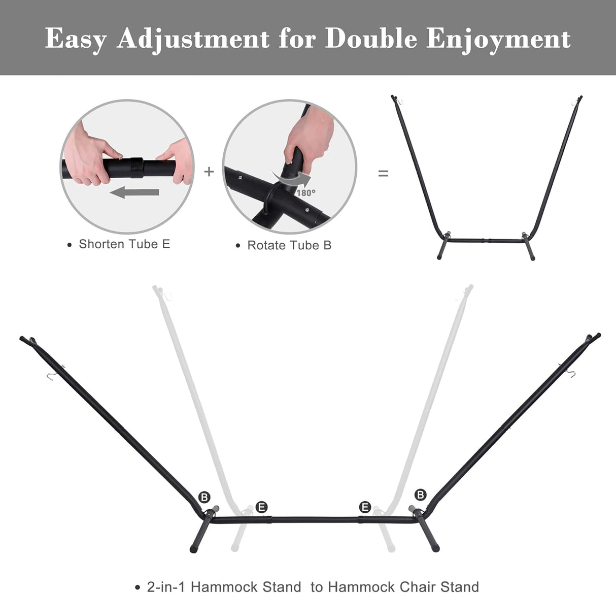 Hamaca 2 en 1 SUNCREAT con soporte, capacidad 475 lbs, modelo patentado