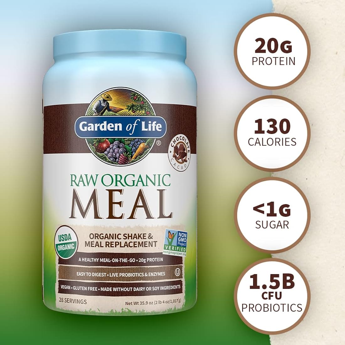 Suplemento Alimento crudo orgánico Garden of Life Chocolate