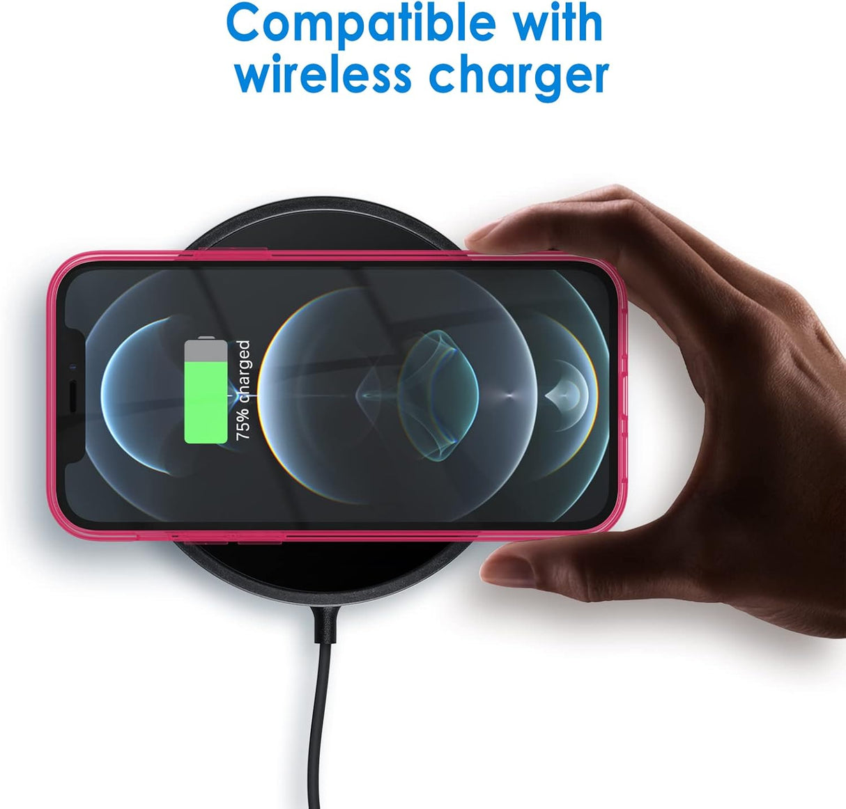 JETech Funda para iPhone 12/12 Pro de 6.1 pulgadas, cubierta de parachoques a prueba de golpes, parte trasera transparente antiarañazos, color rojo