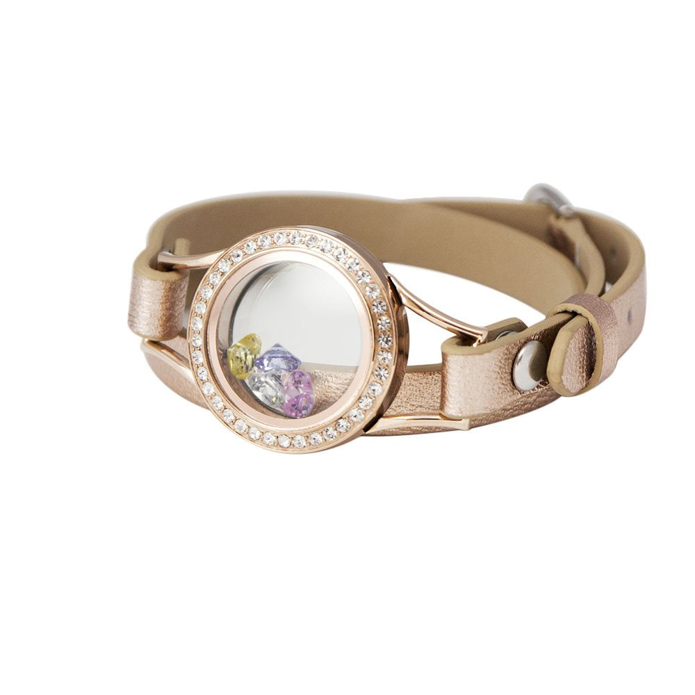 EVERLEAD Pulsera de cuero de doble envoltura en Acero