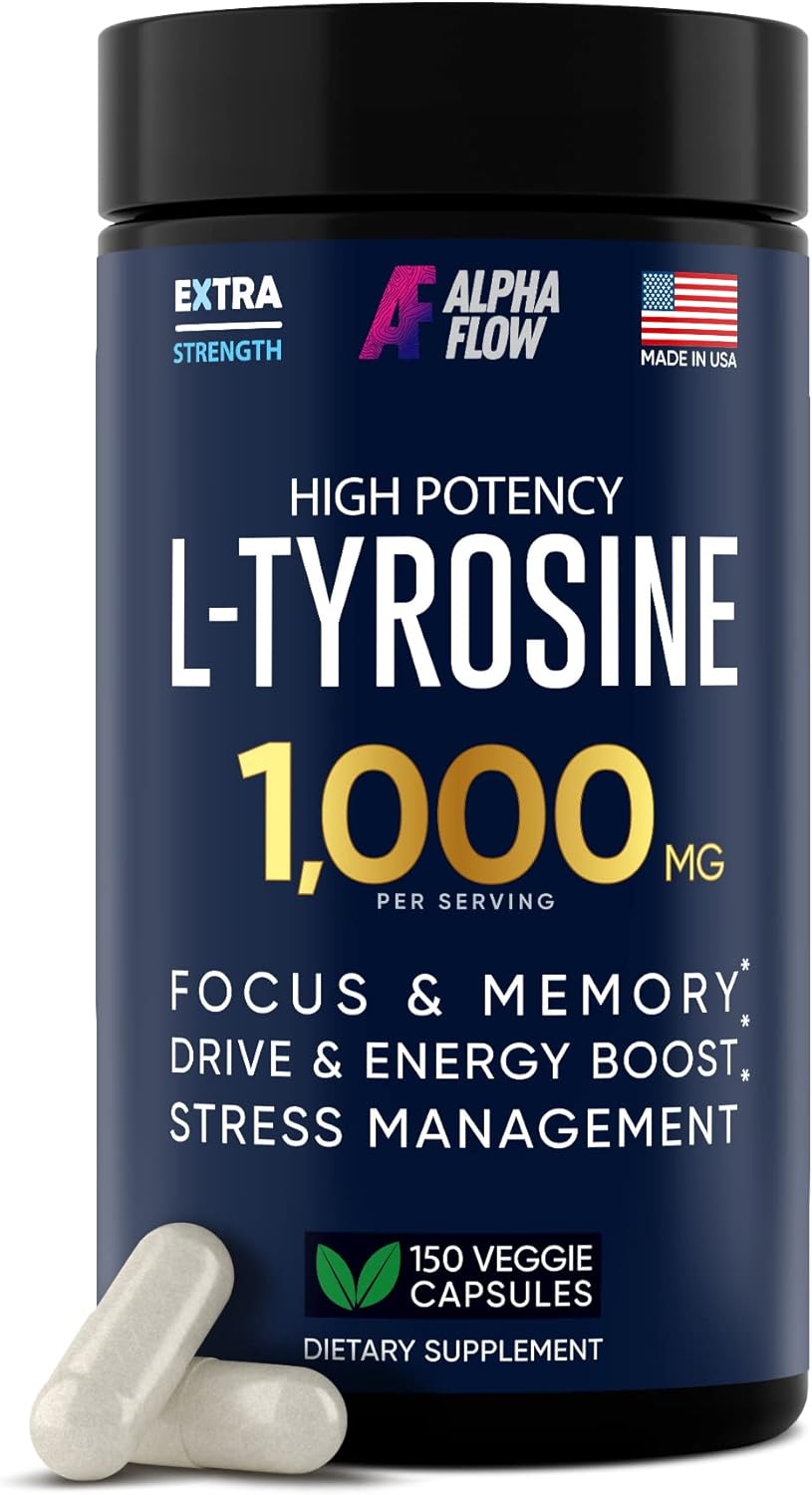 Suplementos L-tyrosine de 1000 mg natural para concentración