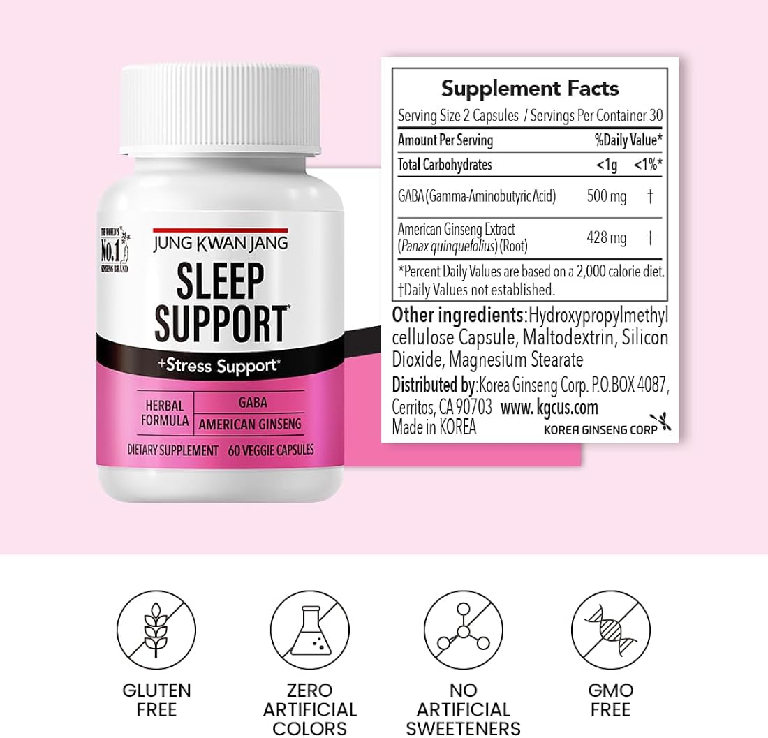 Suplemento Sleep Support Gaba Complex de 500 mg con ginseng