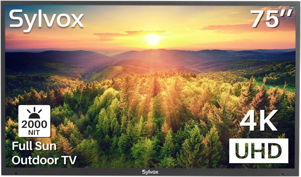 Televisor Exterior SYLVOX 75'' 4K 2000nits IP55 WiFi Bluetooth