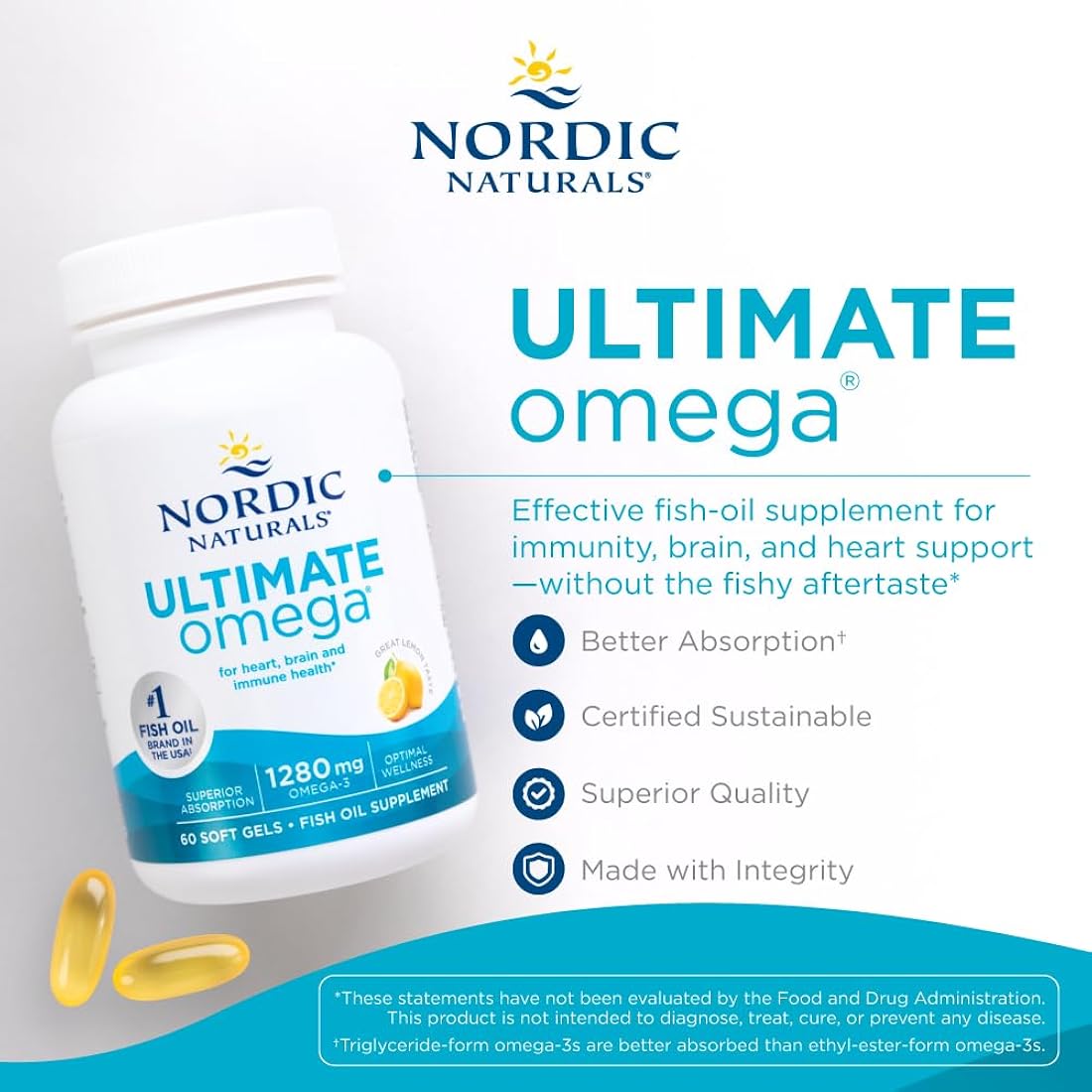 Suplemento Nordic Naturals Ultimate 1280 mg de Omega