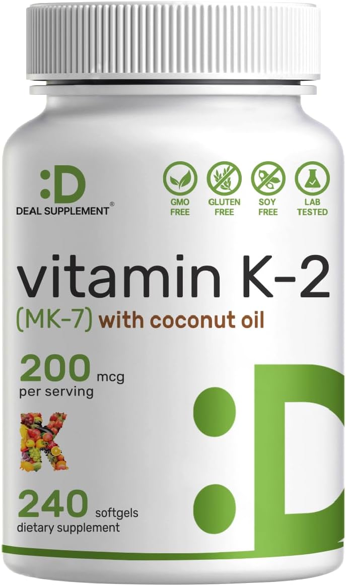 Aceite de Coco Virgen Softgels con Vitamina K2 MK-7 200mcg