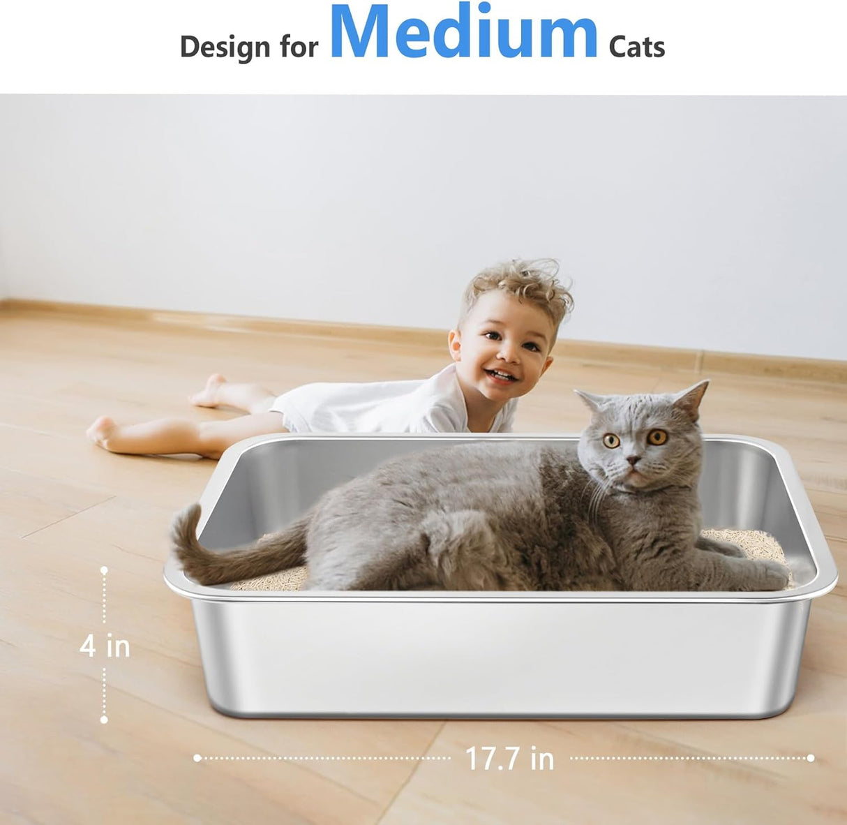 Caja de arena de viaje para gatos Harhana de acero inox.