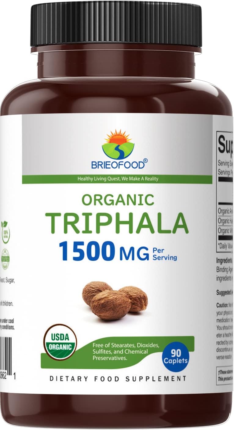 Suplemento Triphala Orgánica 1500mg 45 Porciones Sin Gluten