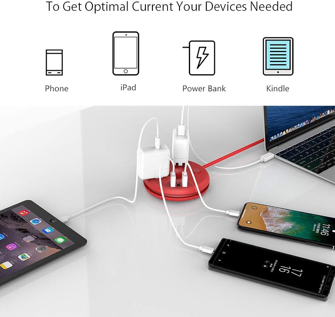 NTONPOWER - Tira de alimentación USB, estación de carga Rojo