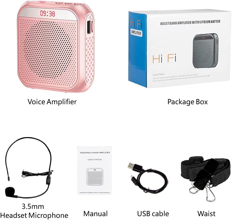 Amplificador de Voz Portátil, Recargable, Micrófono PA