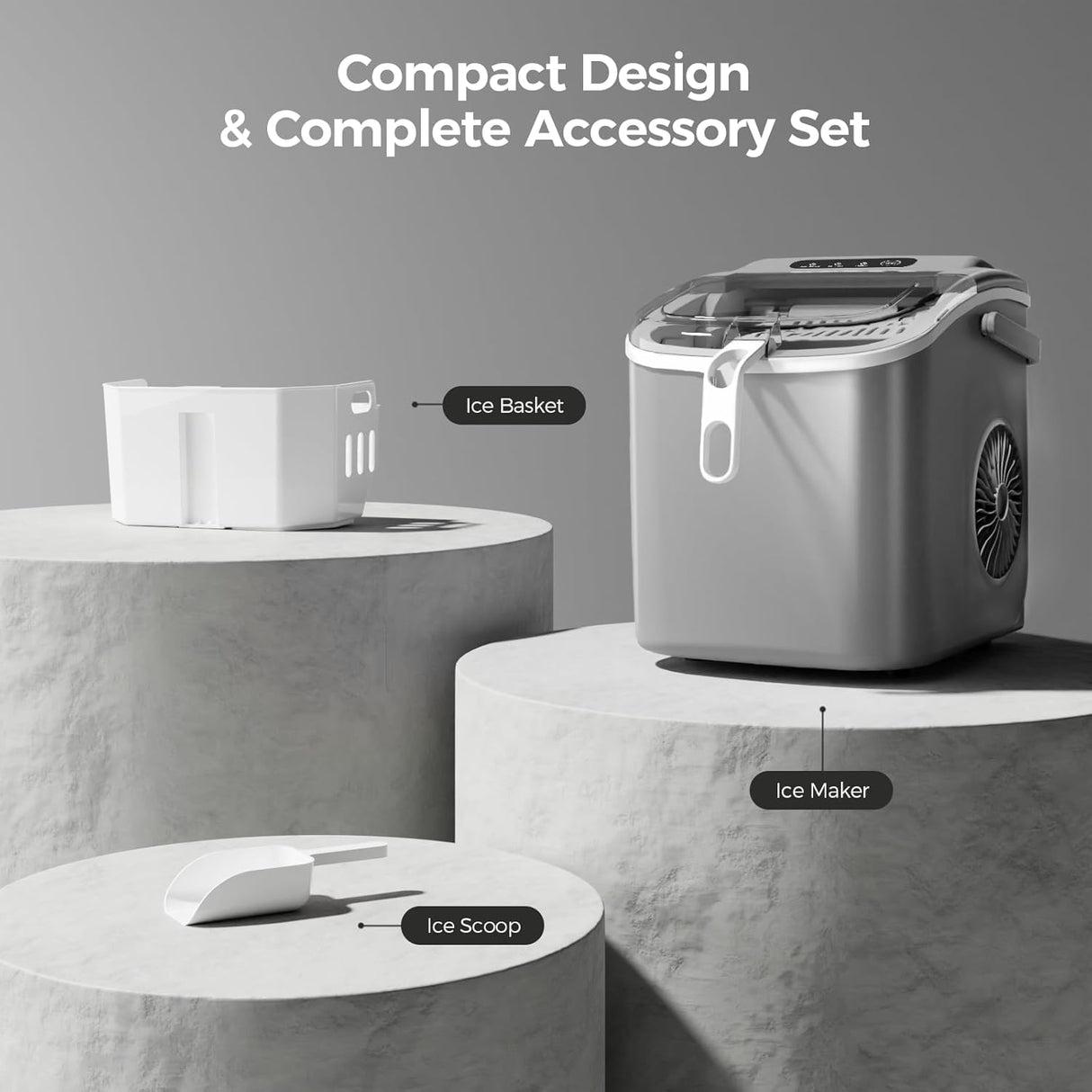 Máquina de Hielo Crzoe, 26Lbs/24H, Limpieza Automática, Modelo