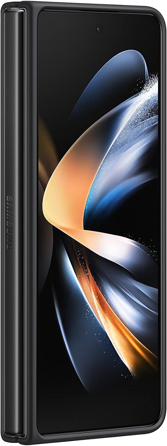 SAMSUNG Funda de cuero para Galaxy Z Fold4, protectora, de primera calidad, elegante funda para teléfono con protección frontal y trasera, superficie suave, versión estadounidense, color negro