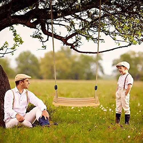 Columpios de árbol de madera para adultos y niños con cuerda ajustable, juego de columpio de madera de carga de 220 libras para interiores y exteriores