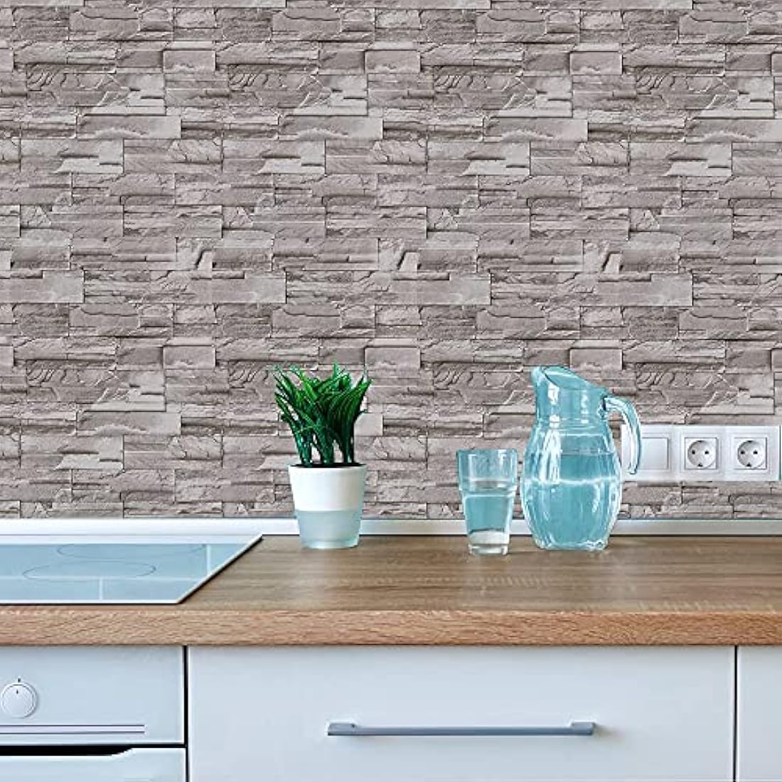 Papel pintado de ladrillo Tamaño: 17.7X197