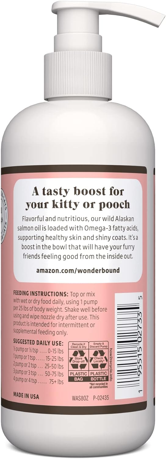 Marca Amazon – Aceite de salmón Wonder Bound Wild Alaskan para perro, gato, 8 onzas líquidas