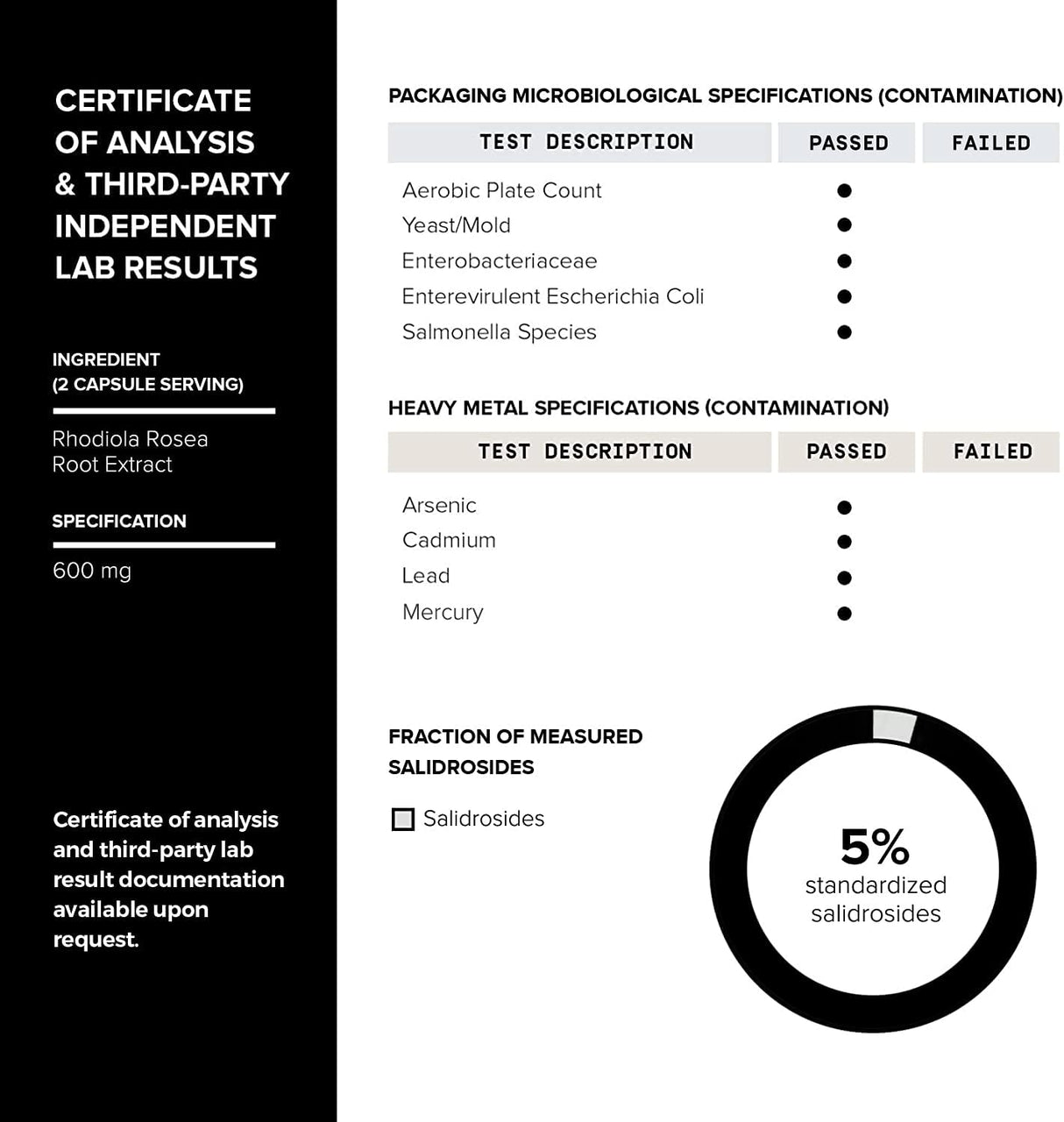 Suplementos Fuerza 600mg Rhodiola Rosea - 120 cápsulas