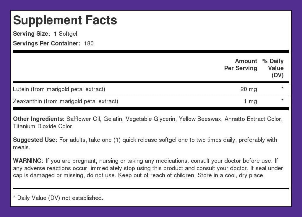 Piping Rock Suplementos de luteína y zeaxantina 20 mg 180u