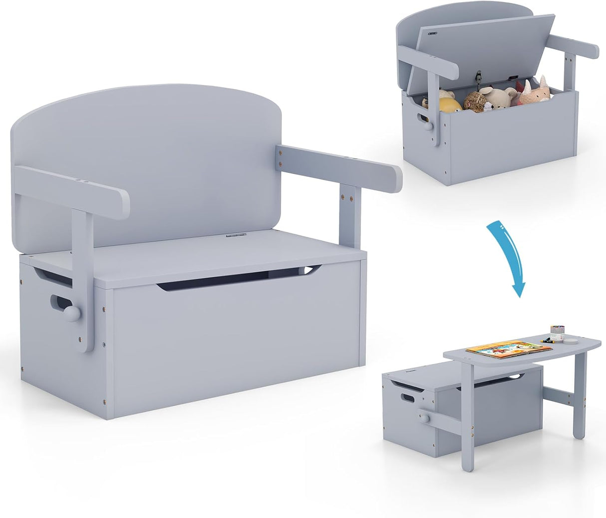 Banco de almacenamiento de juguetes convertible mesa y silla