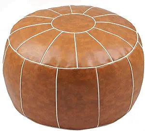 Puf Decorativo Redondo de Cuero sin Relleno para Descansar
