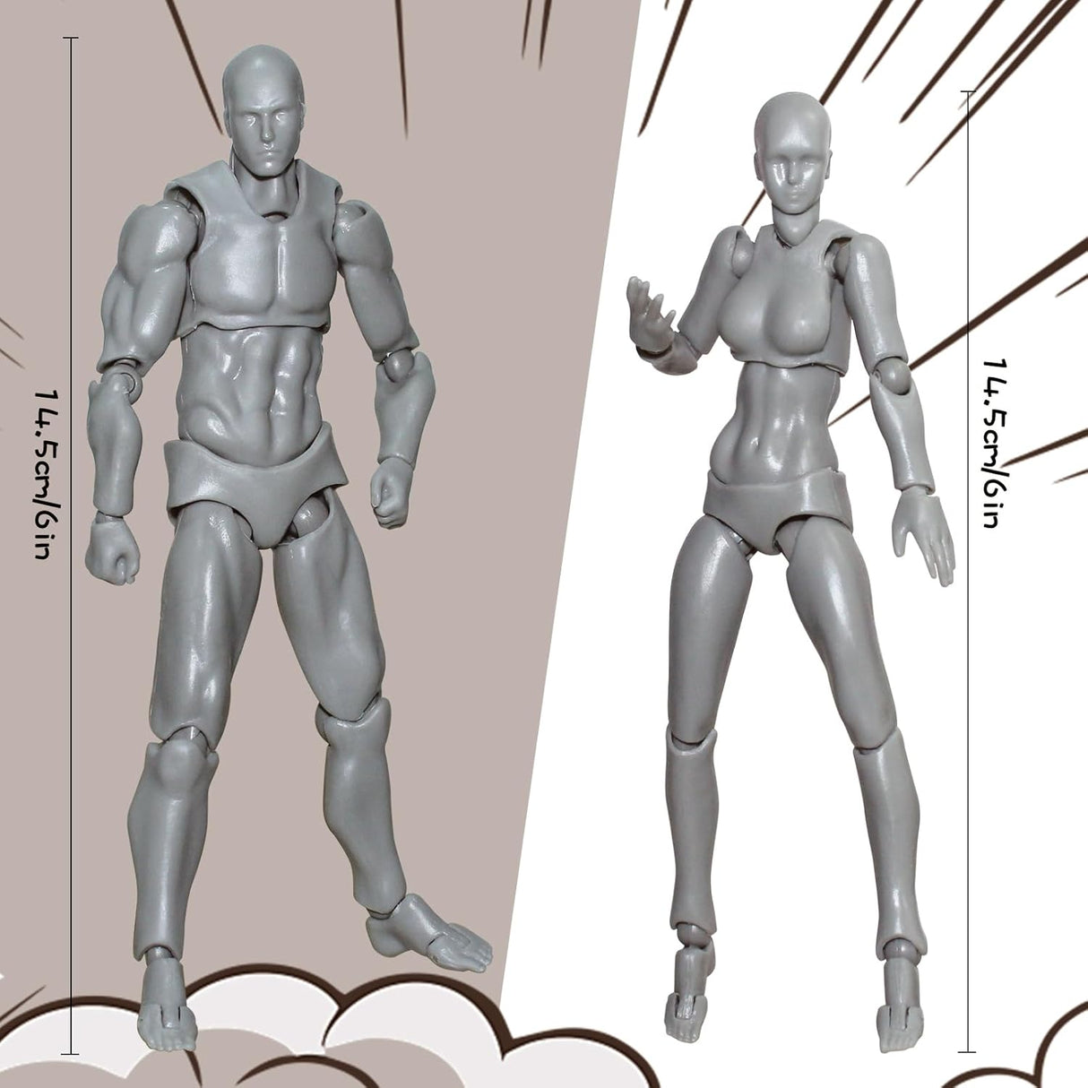 Maniquí de Dibujo AXITWXIT, Figura para Artistas, Set Masculino+Femenino