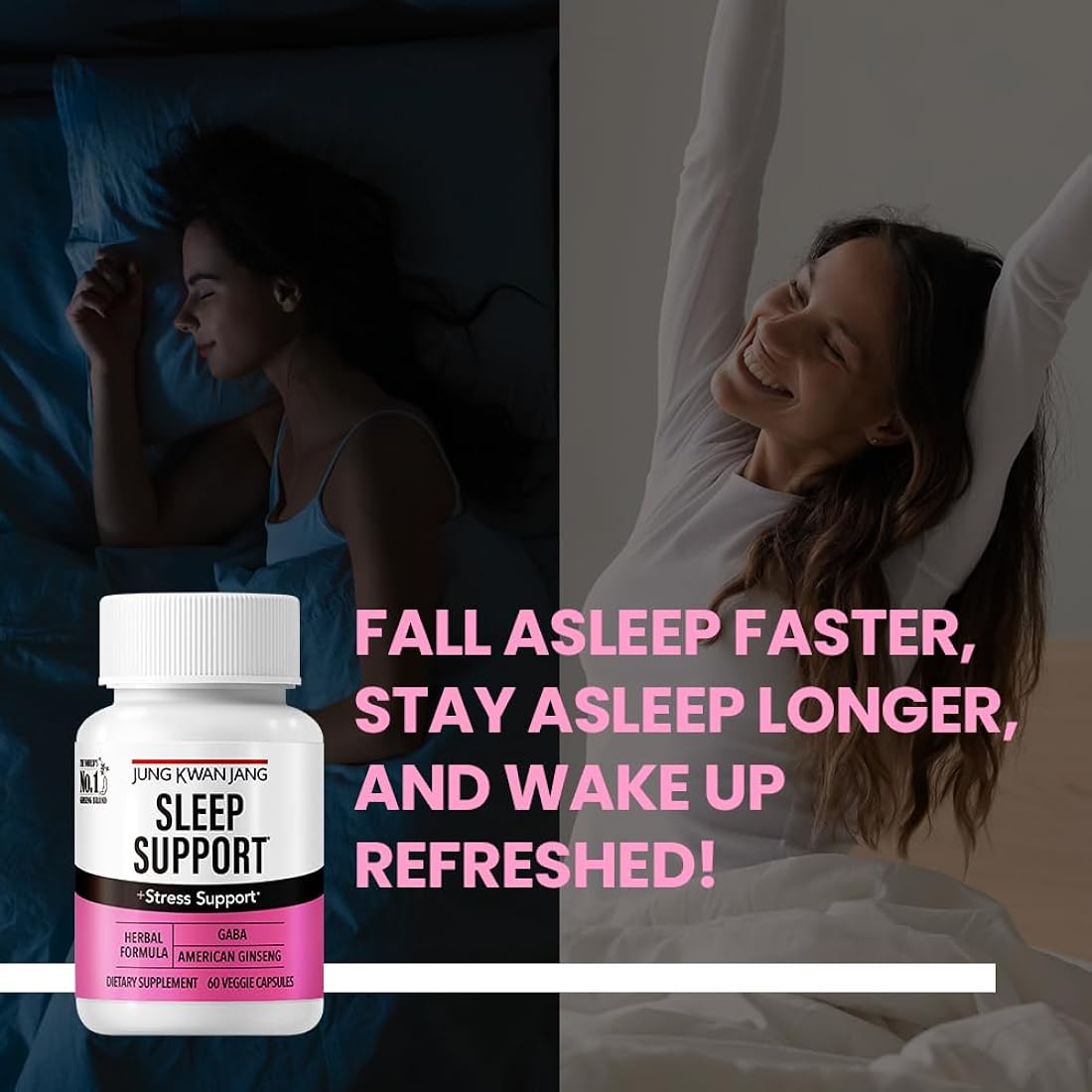 Suplemento Sleep Support Gaba Complex de 500 mg con ginseng