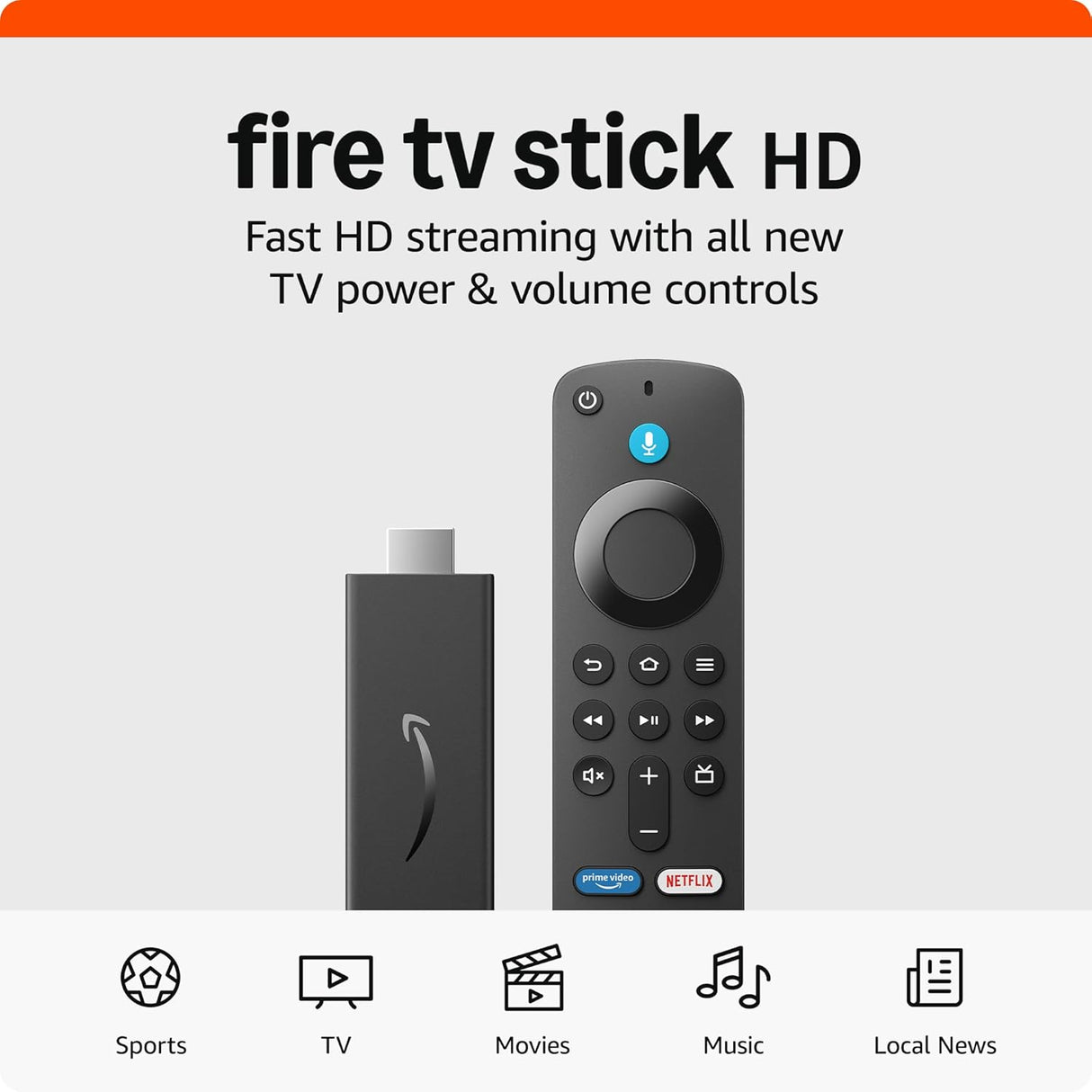 Amazon Fire TV Stick HD, streaming HD, control por voz, Alexa