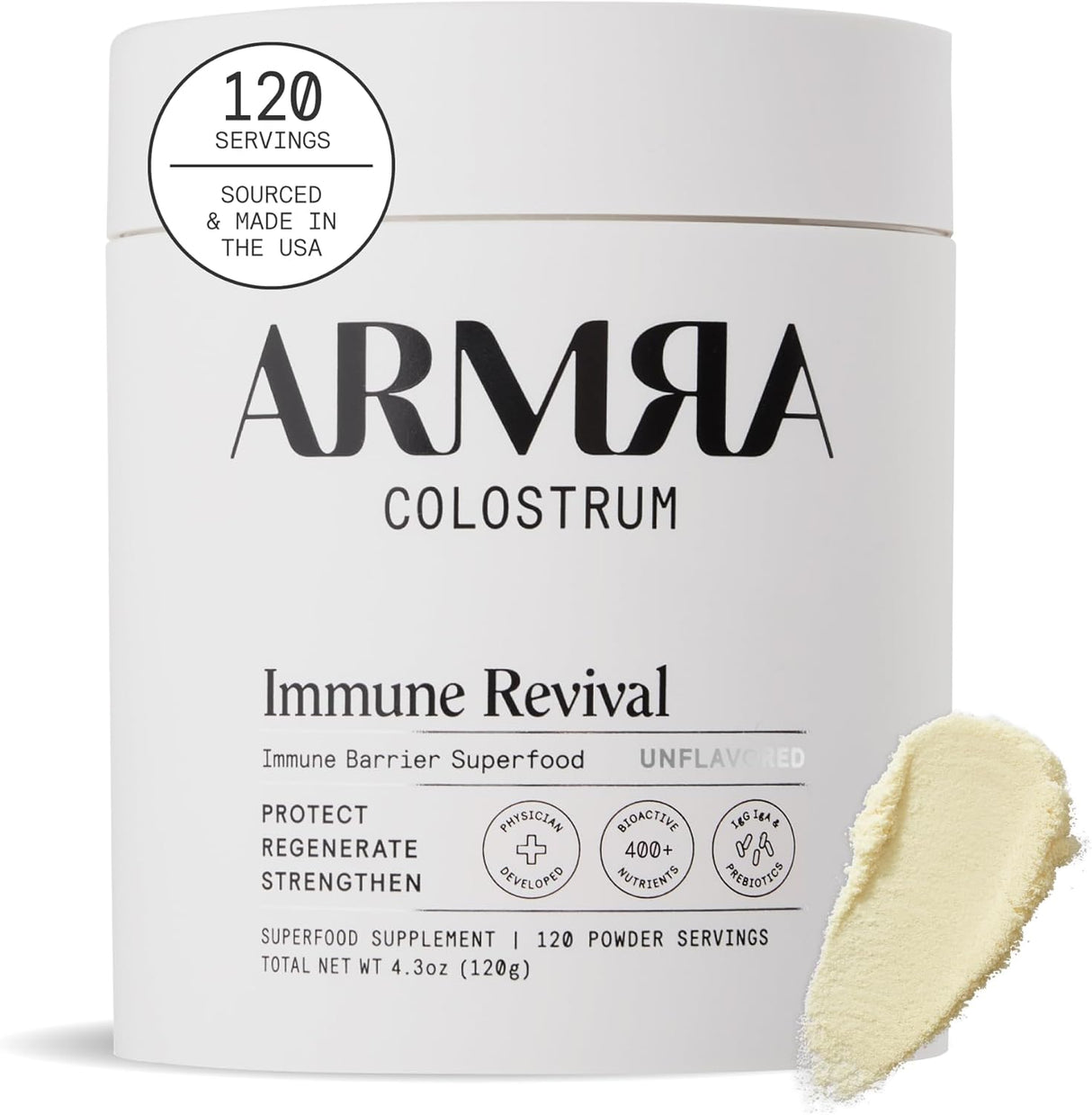 Polvo de Colostro, ARMRA, 400+ Nutrientes Bioactivos, 120 Serv.