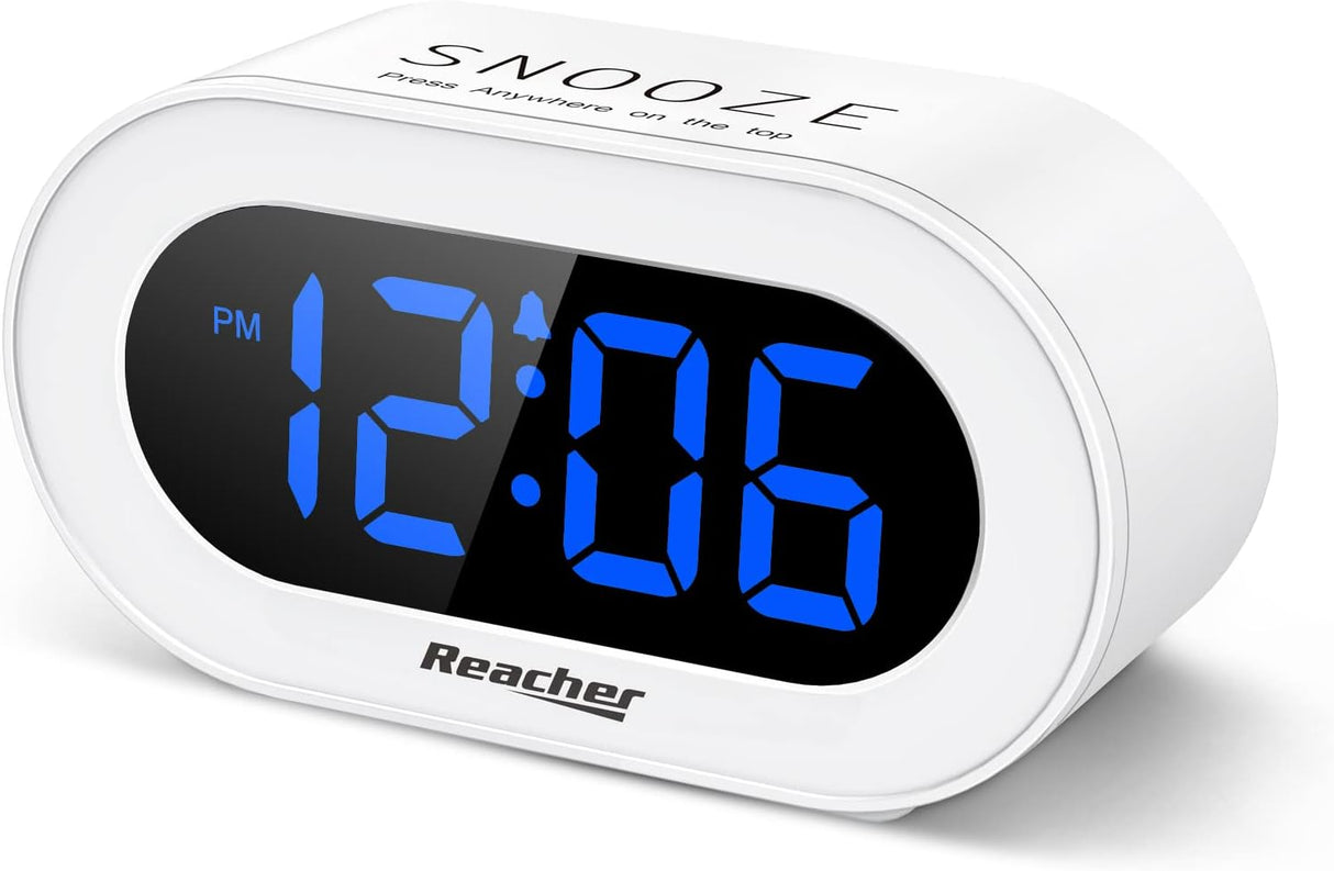 Reloj despertador digital LED compacto con snooze y regulador