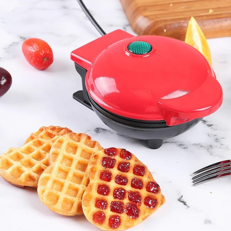 Mini Waffle Maker, diseño corazón, fácil de limpiar, 4 pulgadas