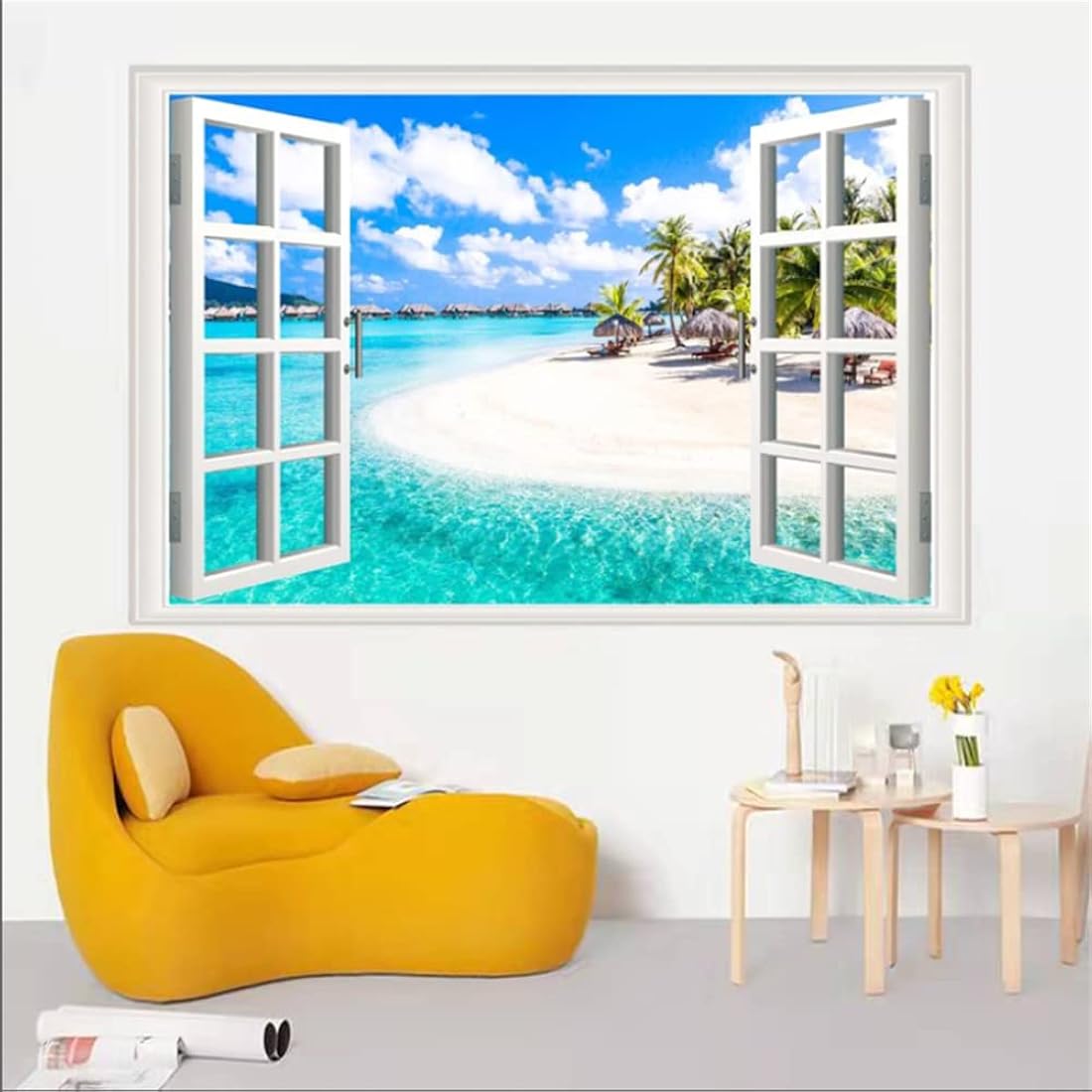 THNWSY Adhesivo autoadhesivo para pared, playa creciente