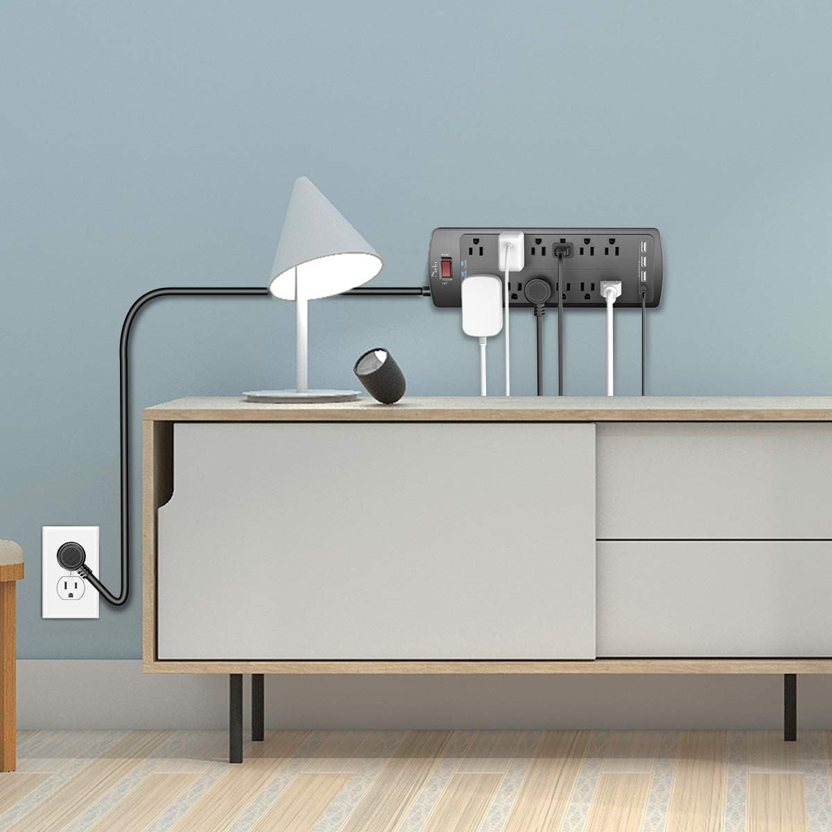 Nuetsa - Múltiple con protector de sobretensión, 12 tomas