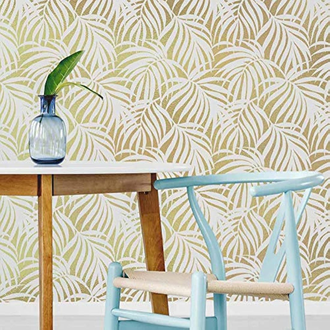 Plantilla para pared con diseño de palmeras para pintar paredes