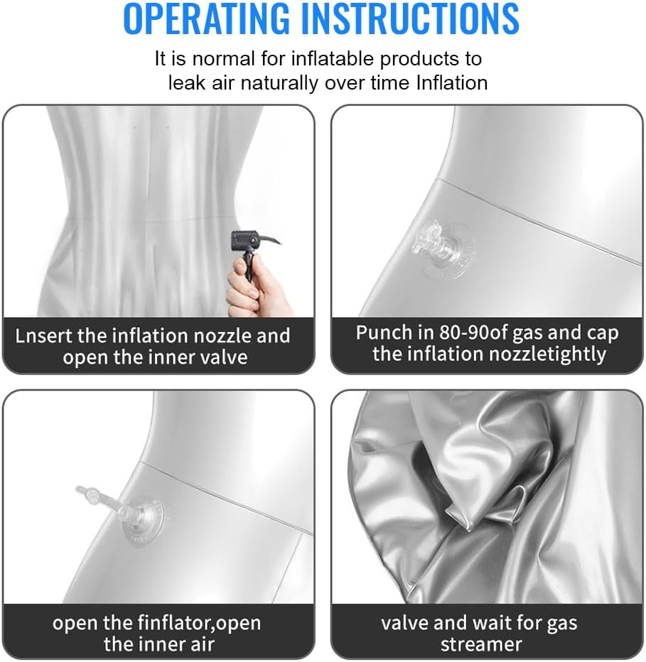 Maniquí Inflable Femenino 3 T, Cuerpo Completo con Brazos y Cabeza