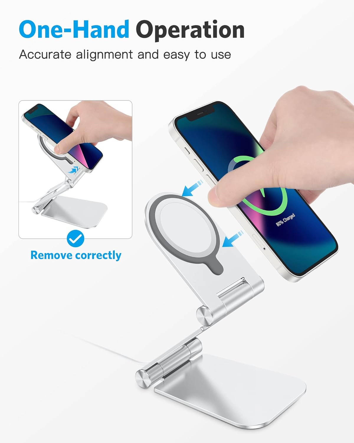 OMOTON Soporte plegable compatible iPhone 14 color plateado