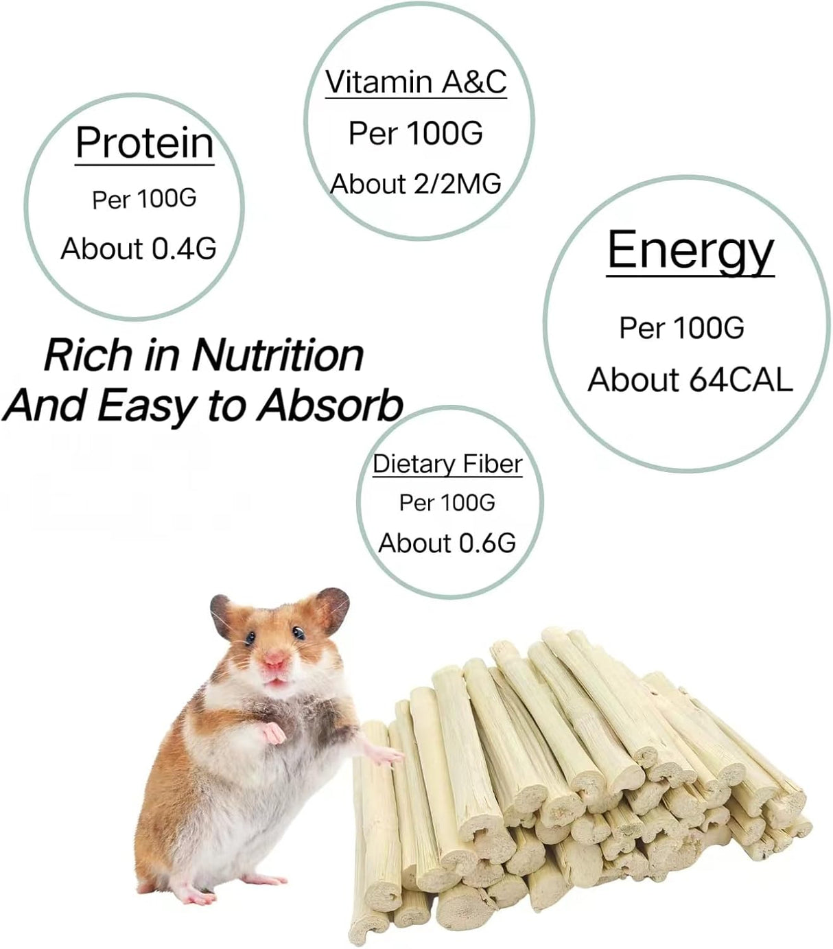 Snacks de Bambú 300g para Conejos y Roedores - Molar Treats