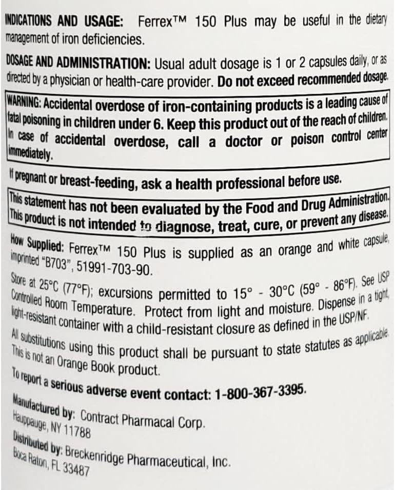 Suplemento Ferrex de hierro de polisacárido 100 unidades