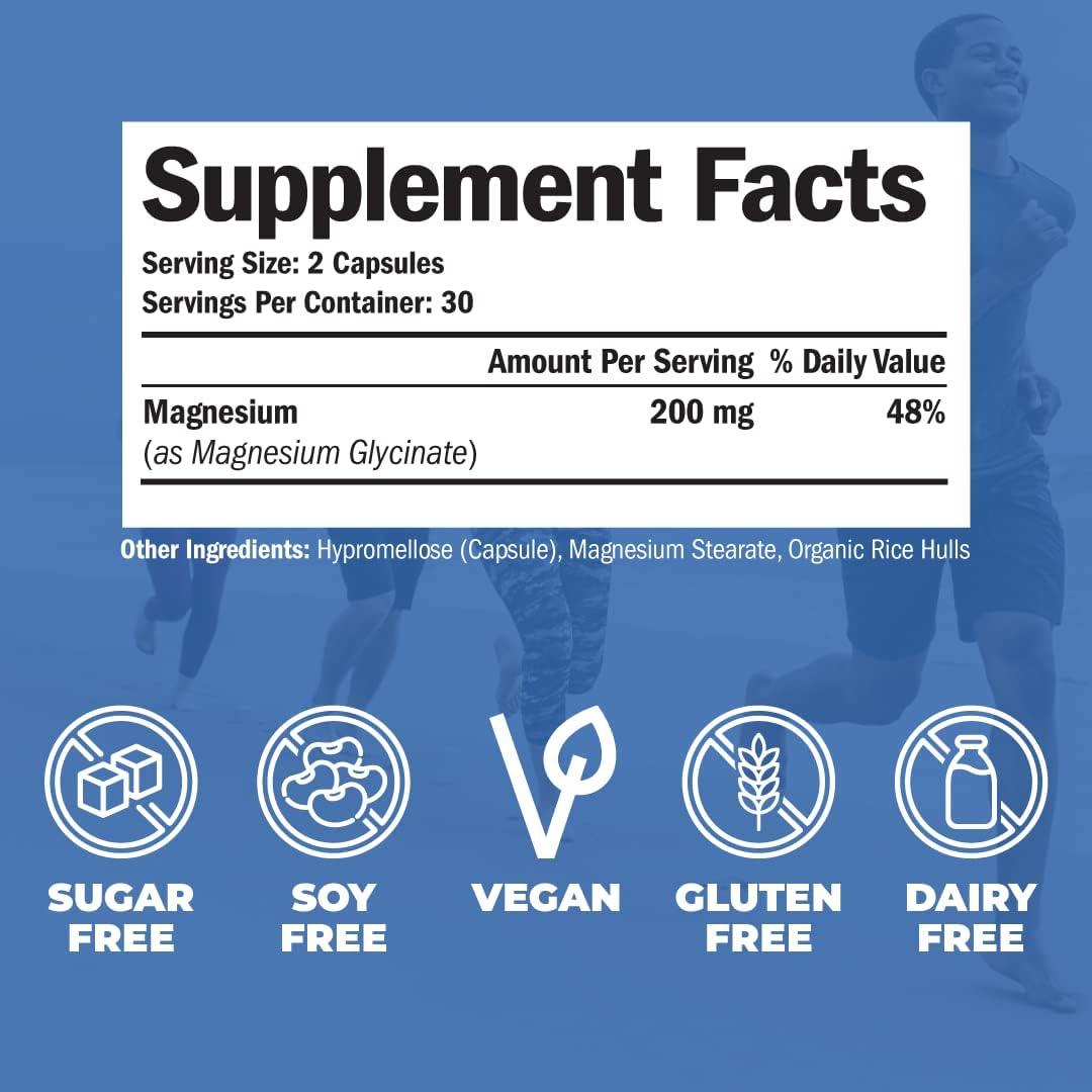 Cápsulas de Glicinato de Magnesio 200 mg Salud Sueño Muscular