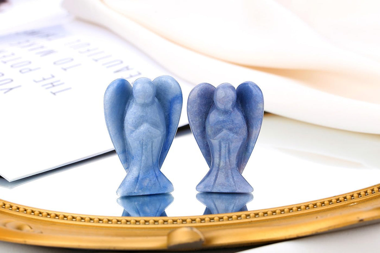 QINJIEJIE Cristales de aventurina azul, decoración de ángel