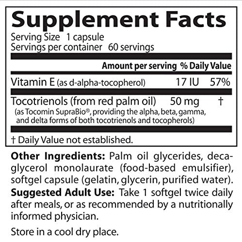 Doctor's Best Tocotrienols con Tocomin Suprabio 50 mg, 60 unidades