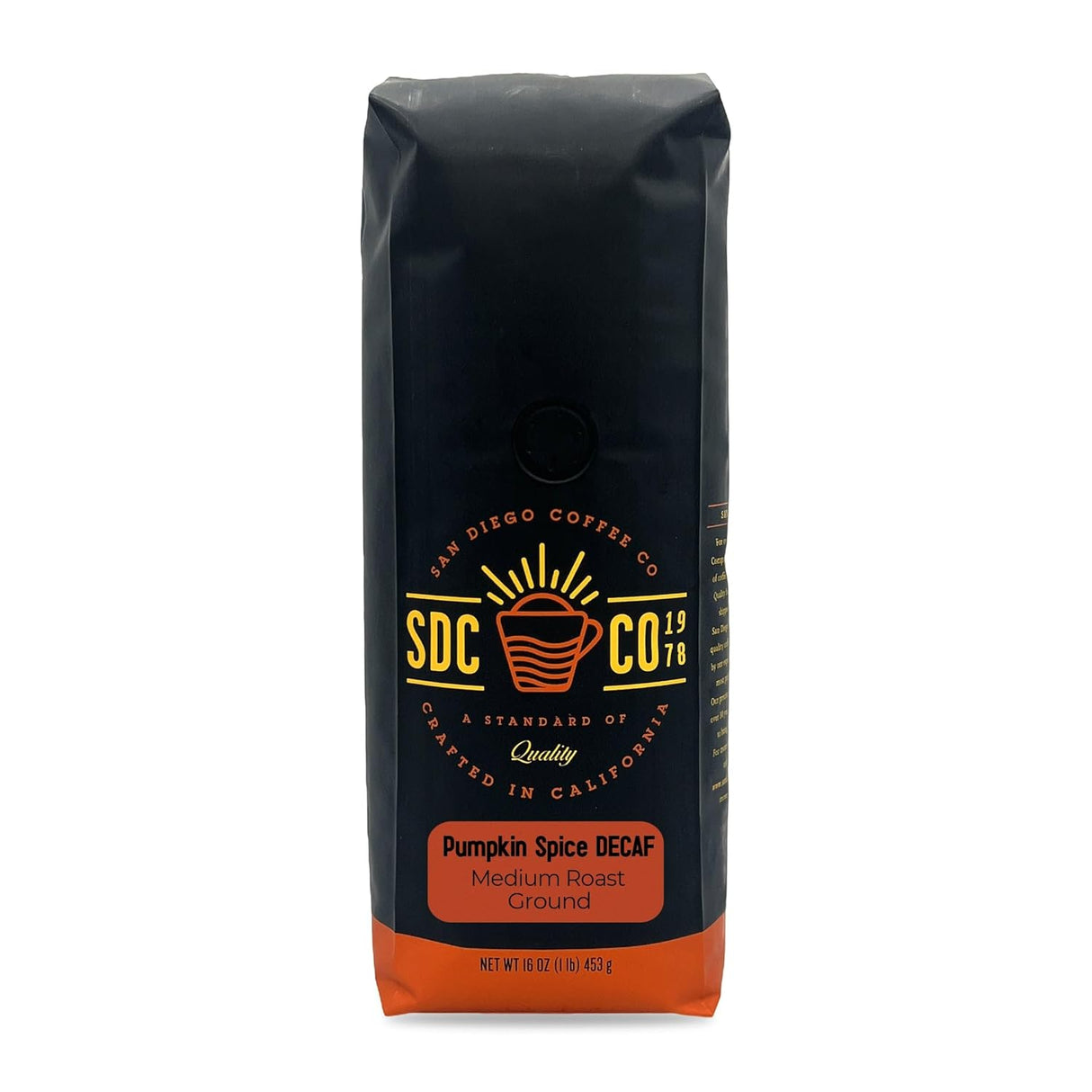 Café San Diego DECAF Pumpkin Spice, Molido Tostado 16 oz