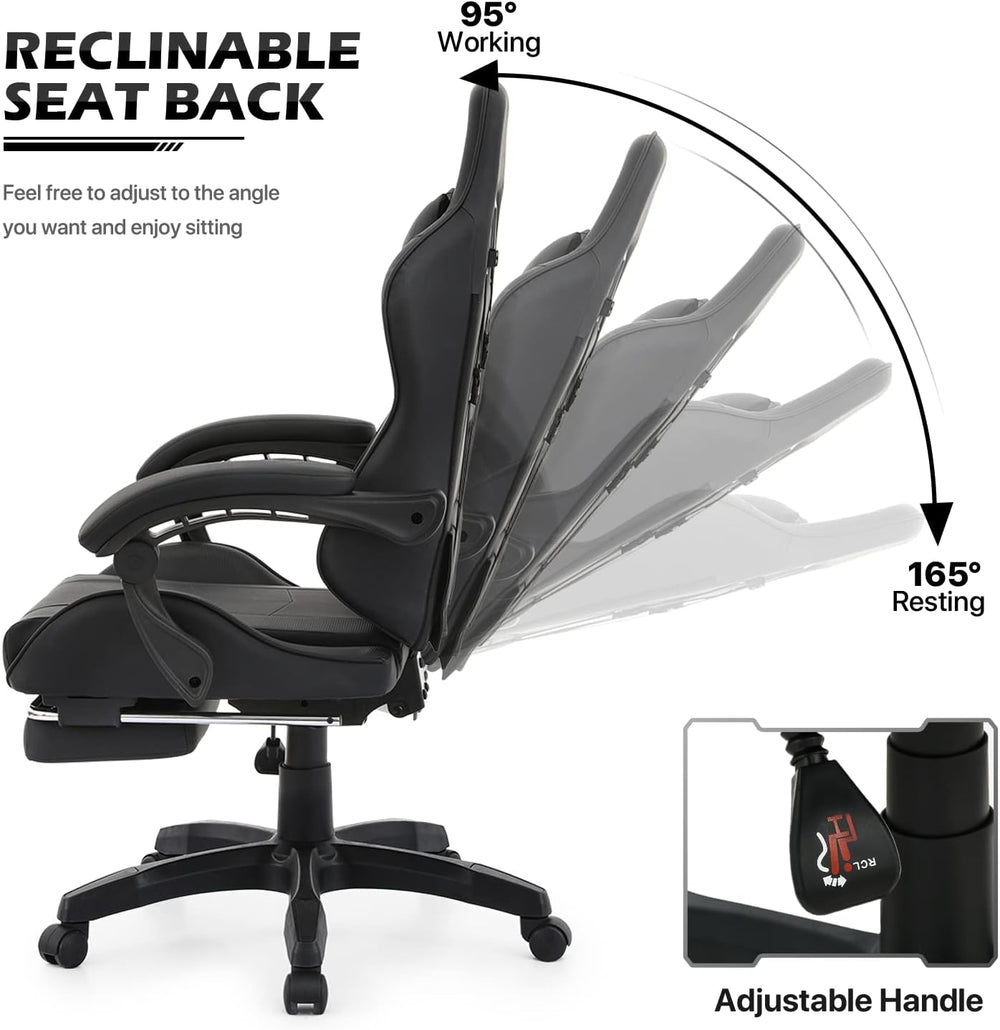 Silla Gamer MoNiBloom Ergonomica con Reposapiés y Soporte Lumbar