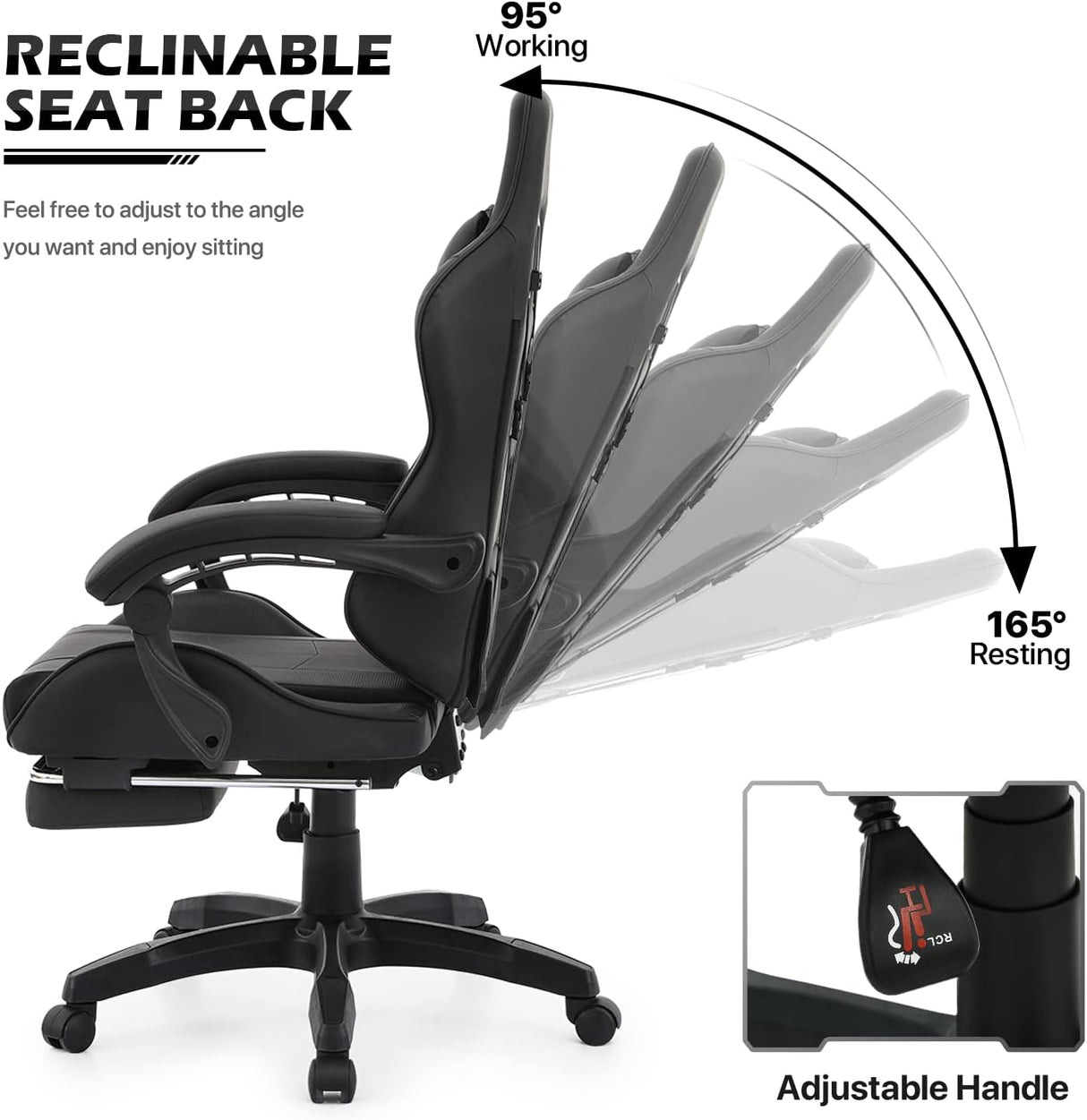 Silla Gamer MoNiBloom Ergonomica con Reposapiés y Soporte Lumbar