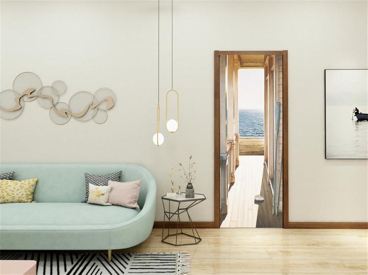 Pegatina 3D para Puerta - Autoadhesiva Marítima - 30.3x78.7