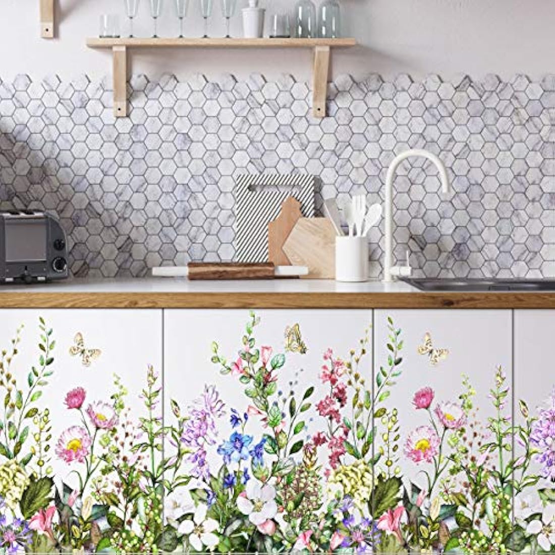 calcomanías de pared de flores diseño para niñas