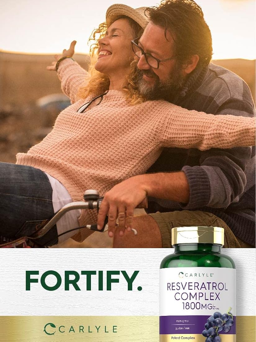 Suplemento Carlyle de resveratrol 1800 mg 180 cápsulas