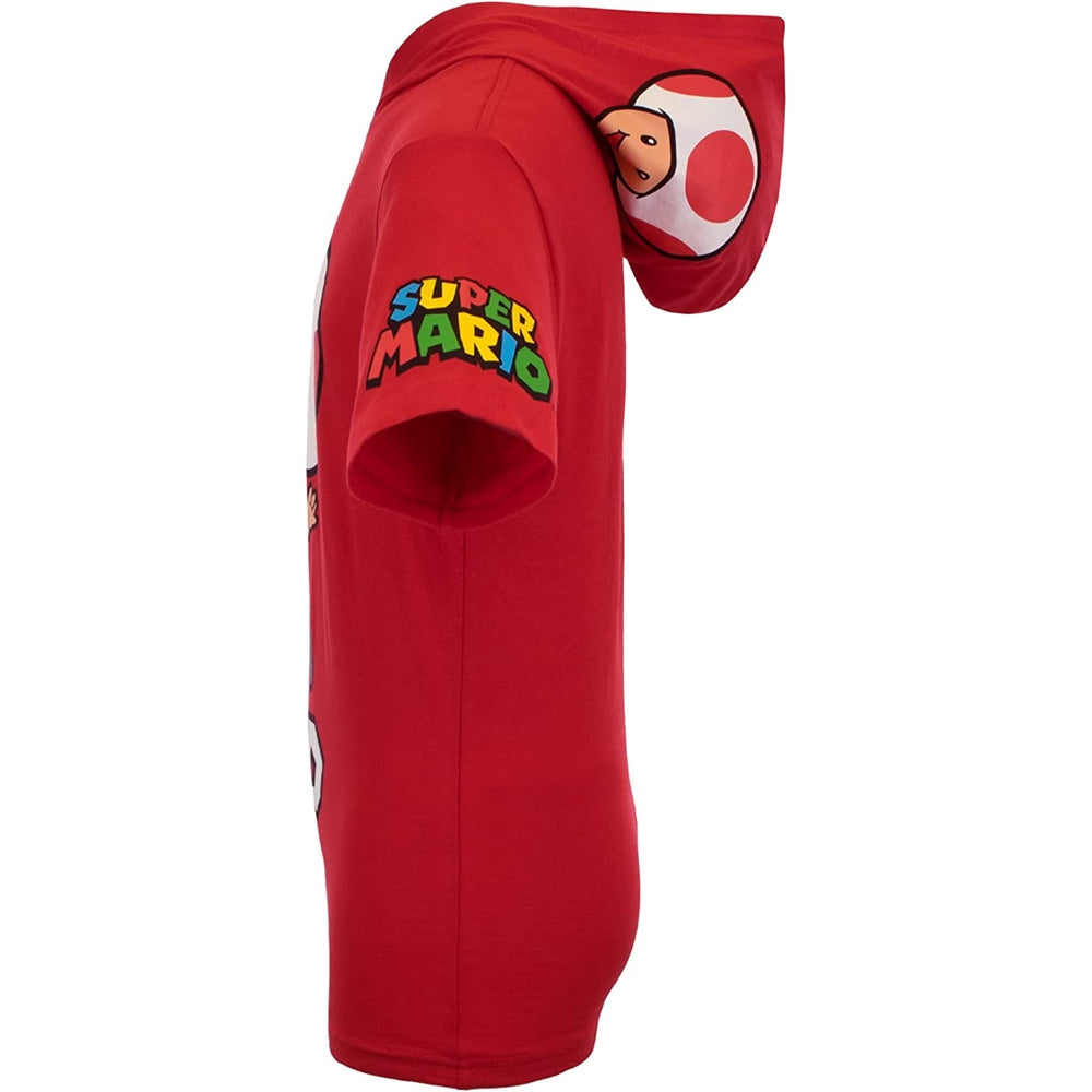 Disfraces Nintendo de manga corta con capucha roja talla 4